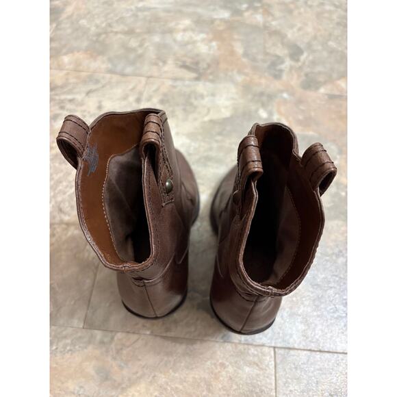 Jessica Simpson Brown Leather Western Ankle Boots Size 7M Stacked Heel - Picture 3 of 5